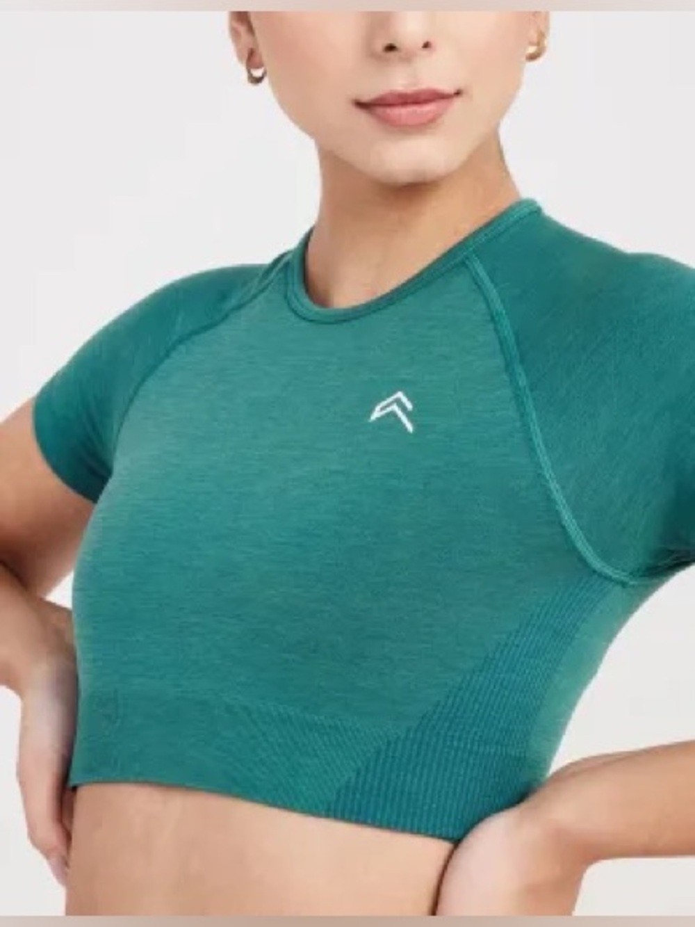Oner Active Effortless Seamless Short Sleeve Crop Top teal size medium